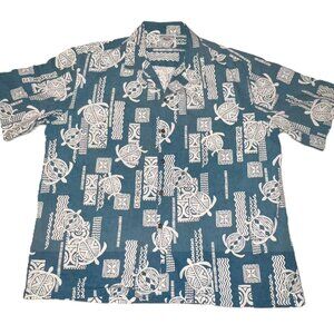 Eclectic Grandpa Tropical Resort Pacific Legend Shirt Blue/Turtles Men's 2XL